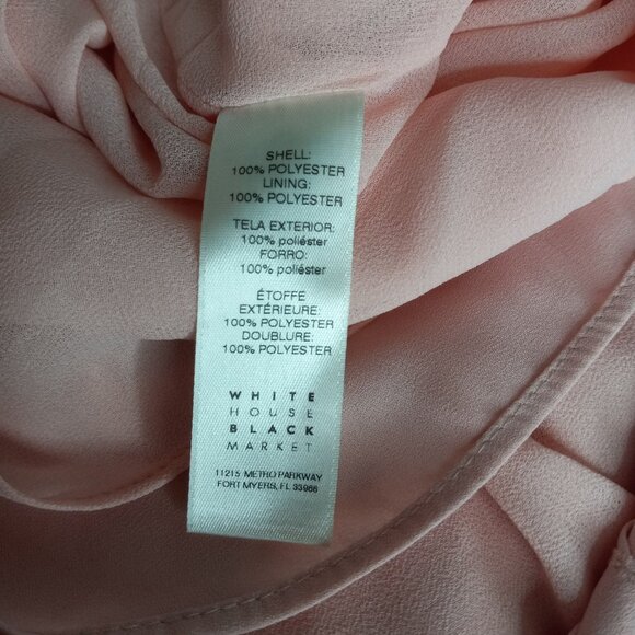 WHBM XS Blouse Top Ruffled Sleeveless Chiffon Pink Sheer Lined Pintuck Pleats - Picture 8 of 8